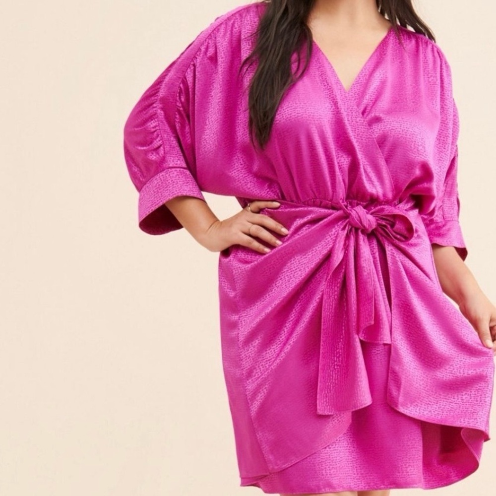 NWT Callahan ‘Sami’ Wrap Mini Dress in Fucshia / Magenta Pink Size XS